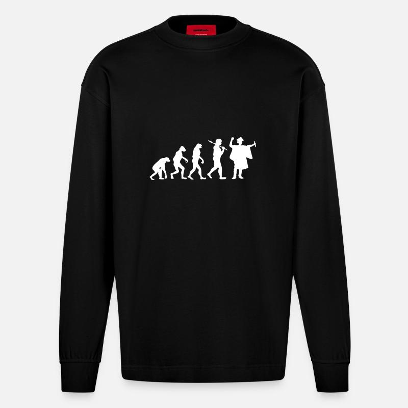 Graduation - Evolution - Cadeau - Manches longues bio épais oversize fabriqué en UE - SOLID BLACK