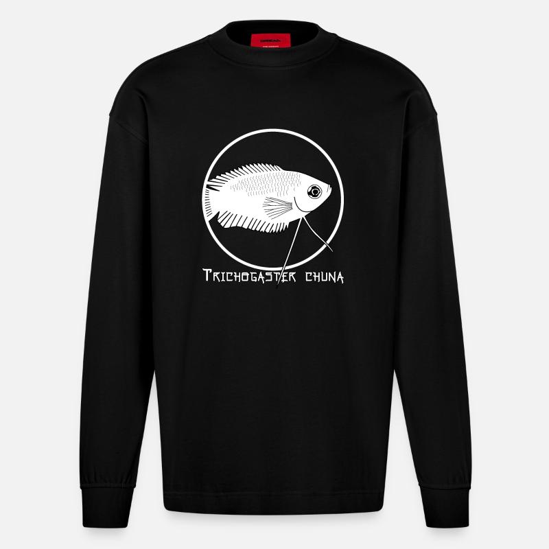 Trichogaster chuna - Heavyweight Oversized Organic Langarmshirt Made in EU - SOLID BLACK