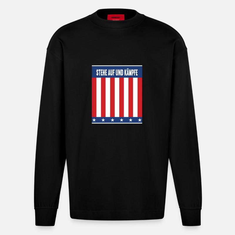 Levez-vous et combattez - Manches longues bio épais oversize fabriqué en UE - SOLID BLACK