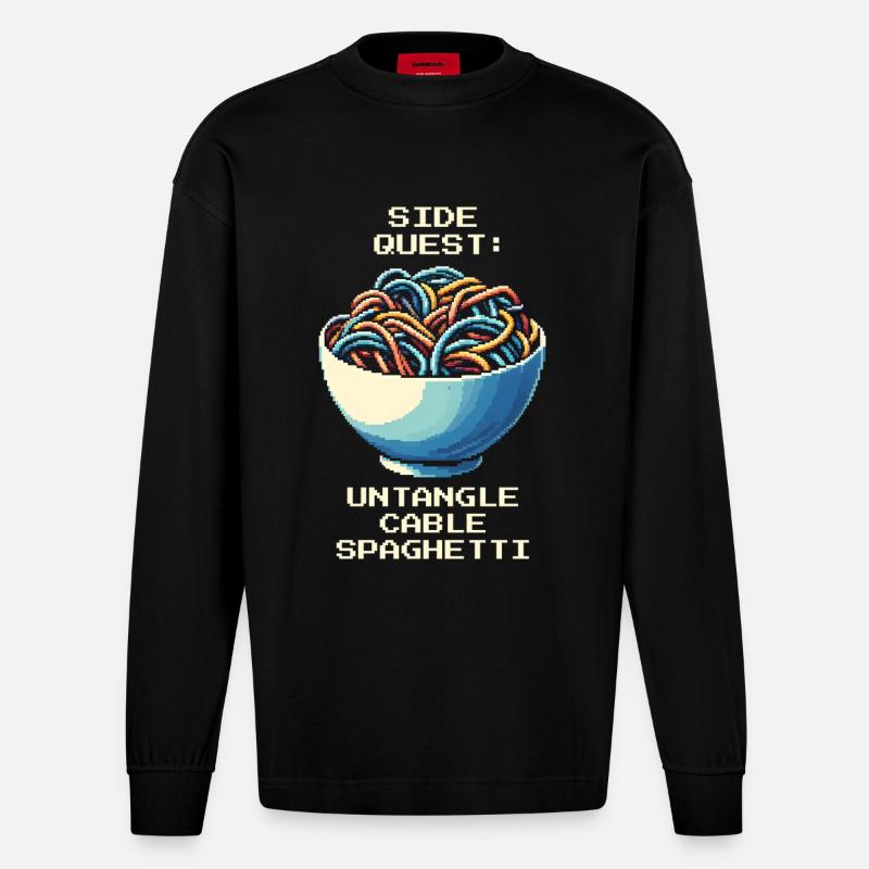 Cable clutter untangled | Cable management - Heavyweight Oversized Organic Longsleeve Shirt Made in EU - SOLID BLACK
