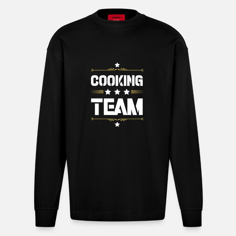 Cooking Team - Heavyweight Oversized Organic Langarmshirt Made in EU - SOLID BLACK
