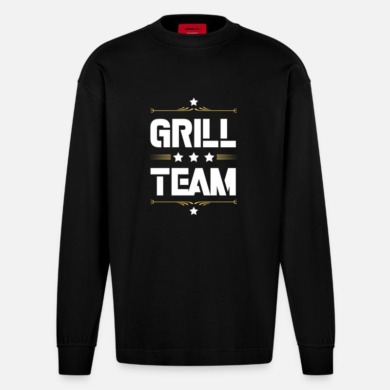 Équipe Grill - Manches longues bio épais oversize fabriqué en UE - SOLID BLACK