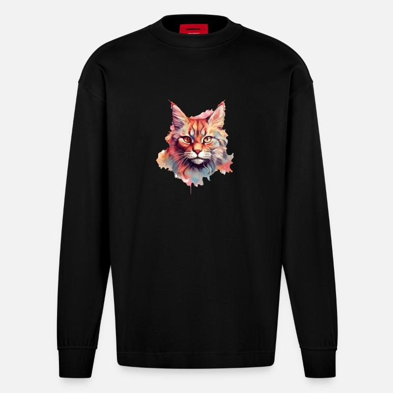 Chat - Manches longues bio épais oversize fabriqué en UE - SOLID BLACK
