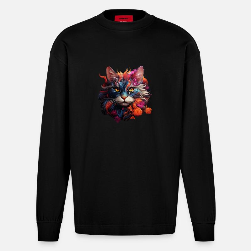 Chat - Manches longues bio épais oversize fabriqué en UE - SOLID BLACK