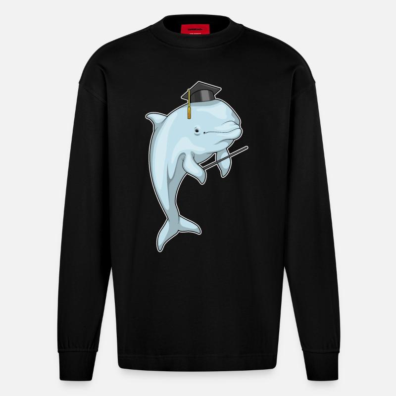 Cylindre du professeur Delfin - Manches longues bio épais oversize fabriqué en UE - SOLID BLACK