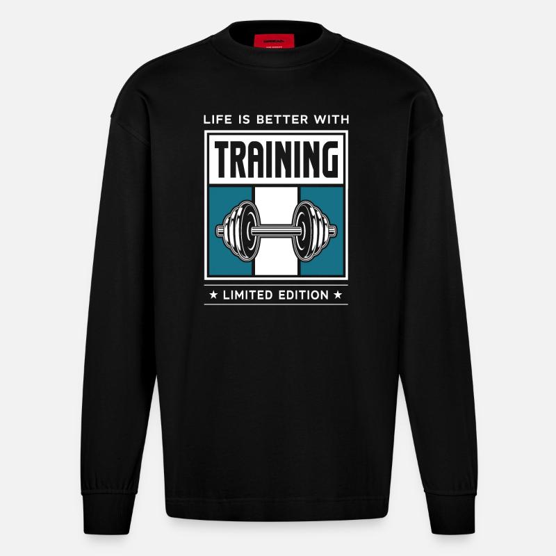 Training - Heavyweight Oversized Organic Langarmshirt Made in EU - SOLID BLACK