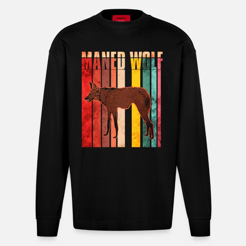 Mähnenwolf - Heavyweight Oversized Organic Langarmshirt Made in EU - SOLID BLACK