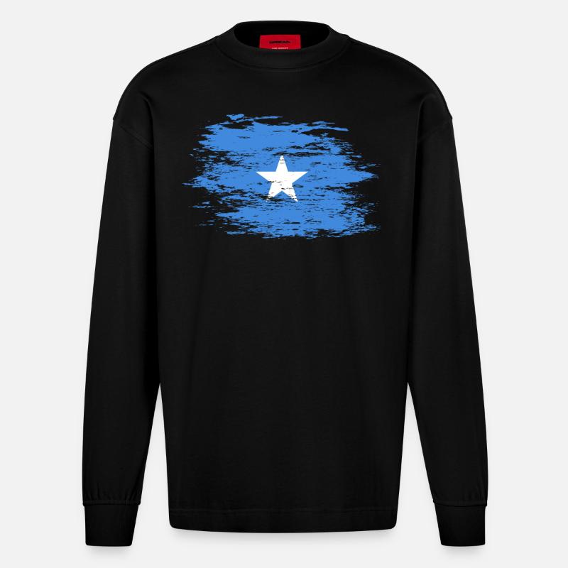 Drapeau de la Somalie utilisé - Manches longues bio épais oversize fabriqué en UE - SOLID BLACK
