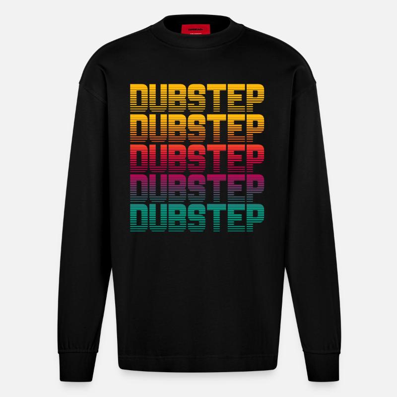 Dubstep - Manches longues bio épais oversize fabriqué en UE - SOLID BLACK