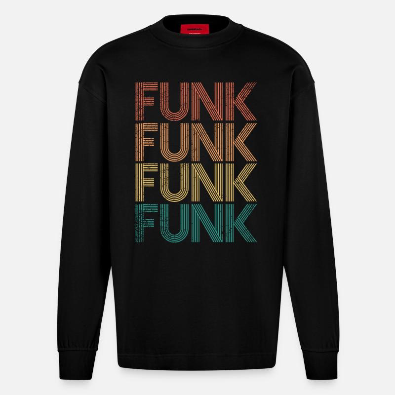 Funk Musik - Heavyweight Oversized Organic Langarmshirt Made in EU - SOLID BLACK