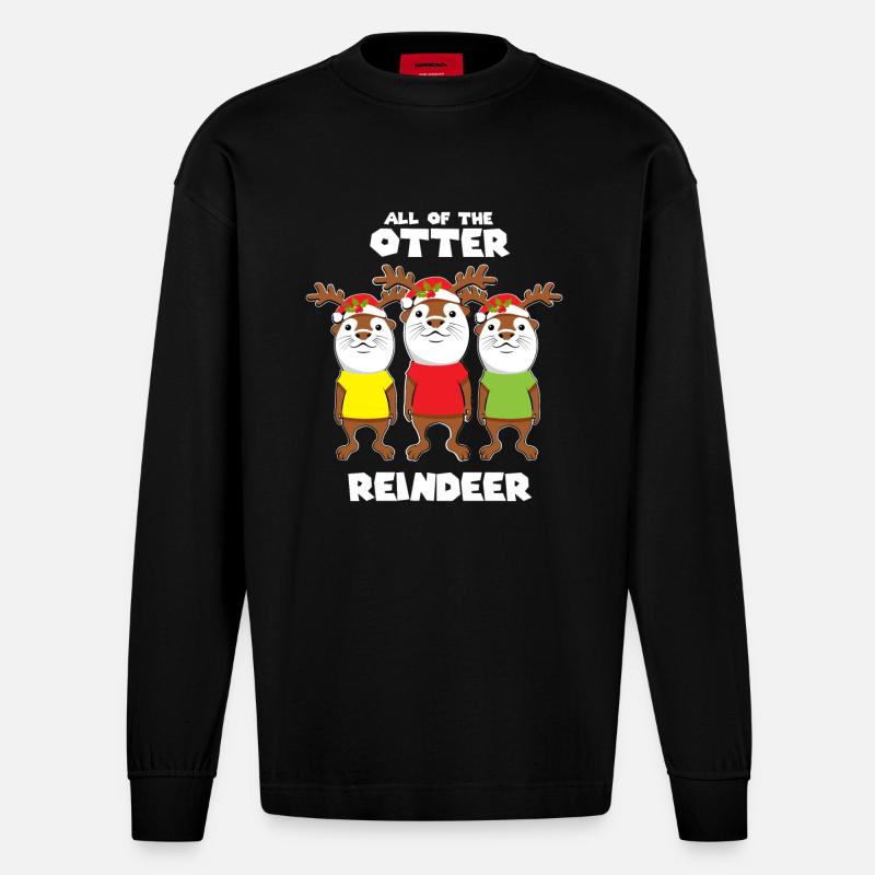 rennes de Noël Otter - Manches longues bio épais oversize fabriqué en UE - SOLID BLACK