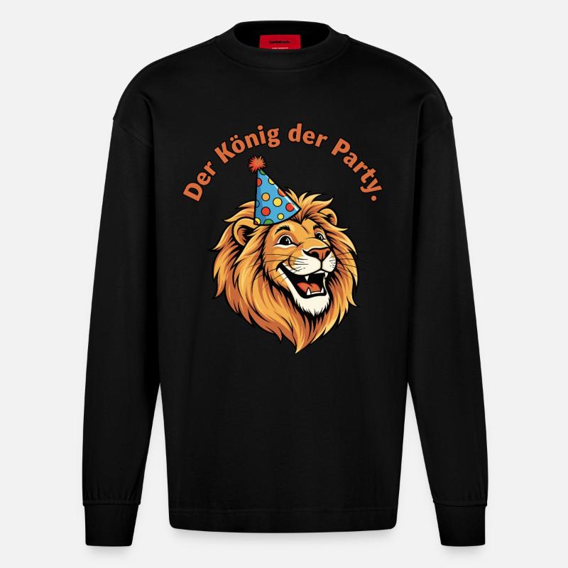 Der König der Party - Heavyweight Oversized Organic Langarmshirt Made in EU - SOLID BLACK