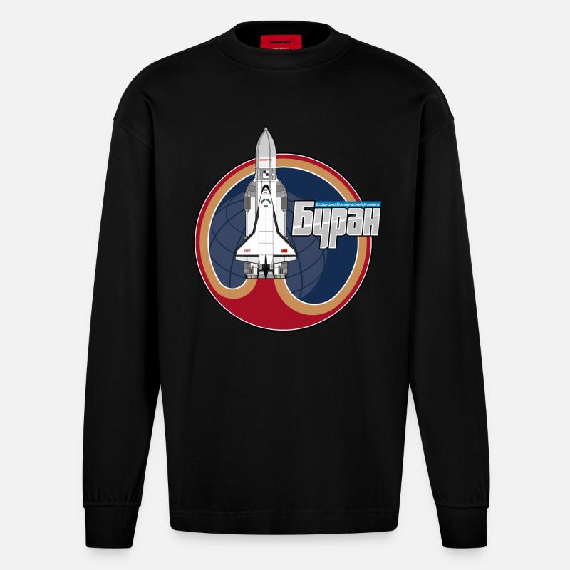 La navette Buran - Manches longues bio épais oversize fabriqué en UE - SOLID BLACK