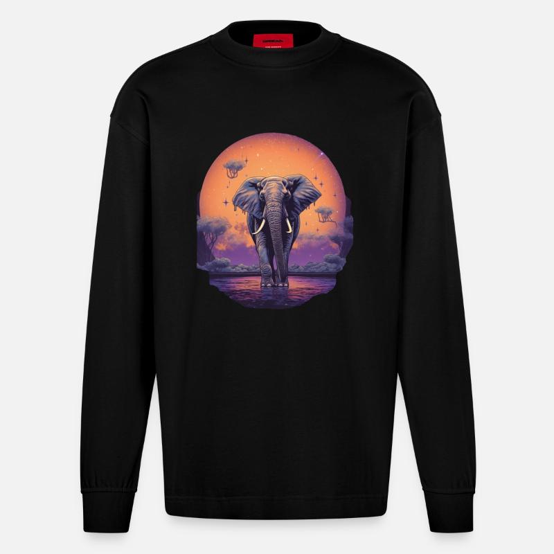 Elefant - Heavyweight Oversized Organic Langarmshirt Made in EU - SOLID BLACK
