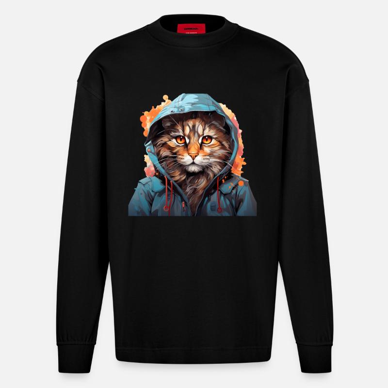 Chat - Manches longues bio épais oversize fabriqué en UE - SOLID BLACK