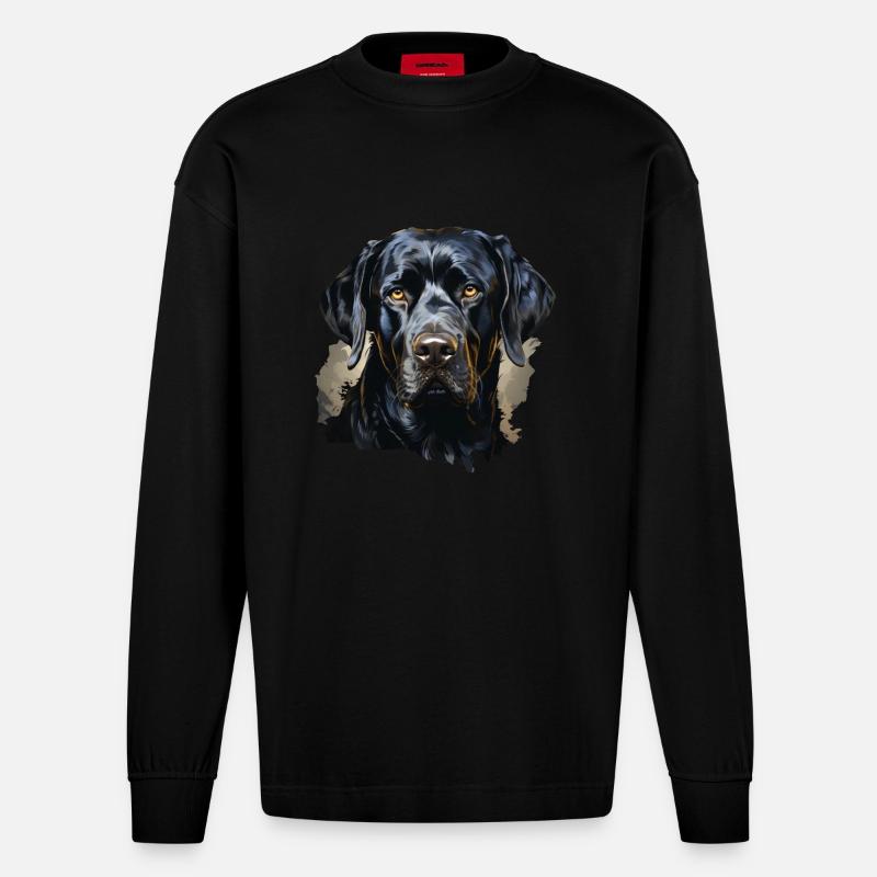 Hund - Heavyweight Oversized Organic Langarmshirt Made in EU - SOLID BLACK