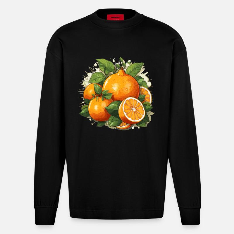 Orange - Illustration - Heavyweight Oversized Organic Langarmshirt Made in EU - SOLID BLACK