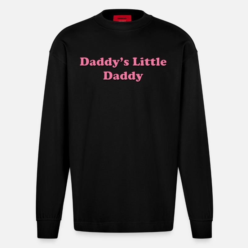 Daddy's Little Daddy Zitat - Heavyweight Oversized Organic Langarmshirt Made in EU - SOLID BLACK