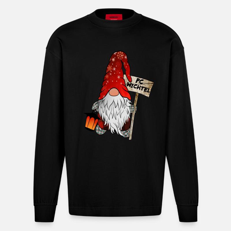 Gnome de Noël PC Gnome - Manches longues bio épais oversize fabriqué en UE - SOLID BLACK