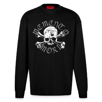 Memento Mori - Skull 'n' Bones - Heavyweight Oversized Organic Langarmshirt Made in EU - SOLID BLACK - Vorne