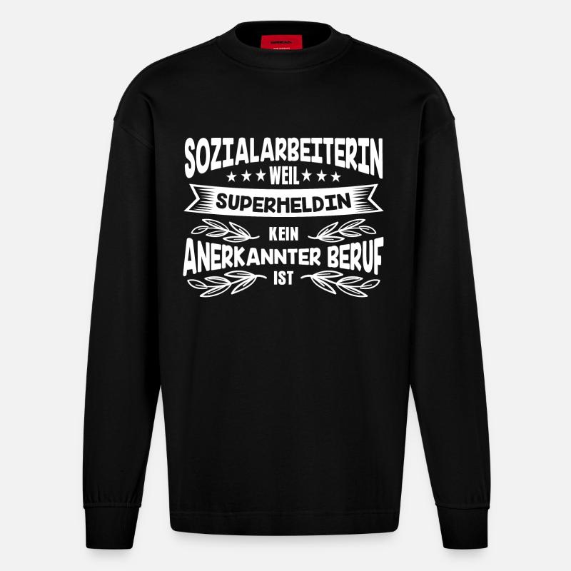 Sozialarbeitern Geschenkidee - Heavyweight Oversized Organic Langarmshirt Made in EU - SOLID BLACK