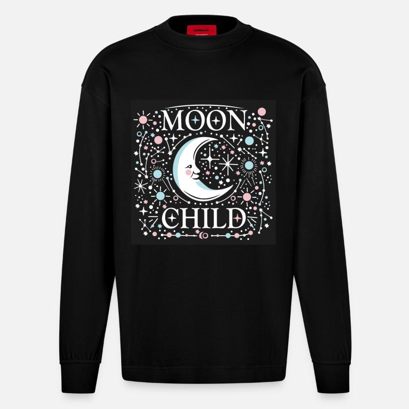 Tochter des Mondes - Heavyweight Oversized Organic Langarmshirt Made in EU - SOLID BLACK