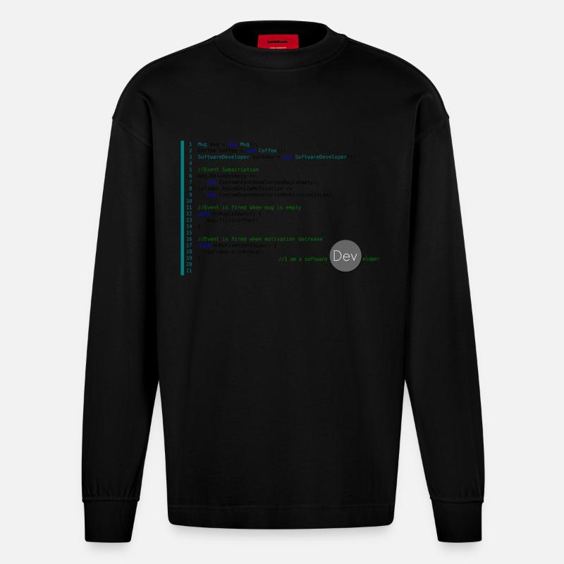 I am a Software Developer - Heavyweight Oversized Organic Longsleeve Shirt Made in EU - SOLID BLACK
