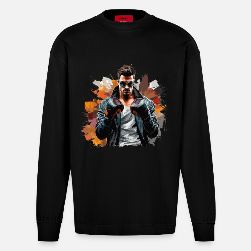KO | Graffiti Style Boxer - Manches longues bio épais oversize fabriqué en UE - SOLID BLACK