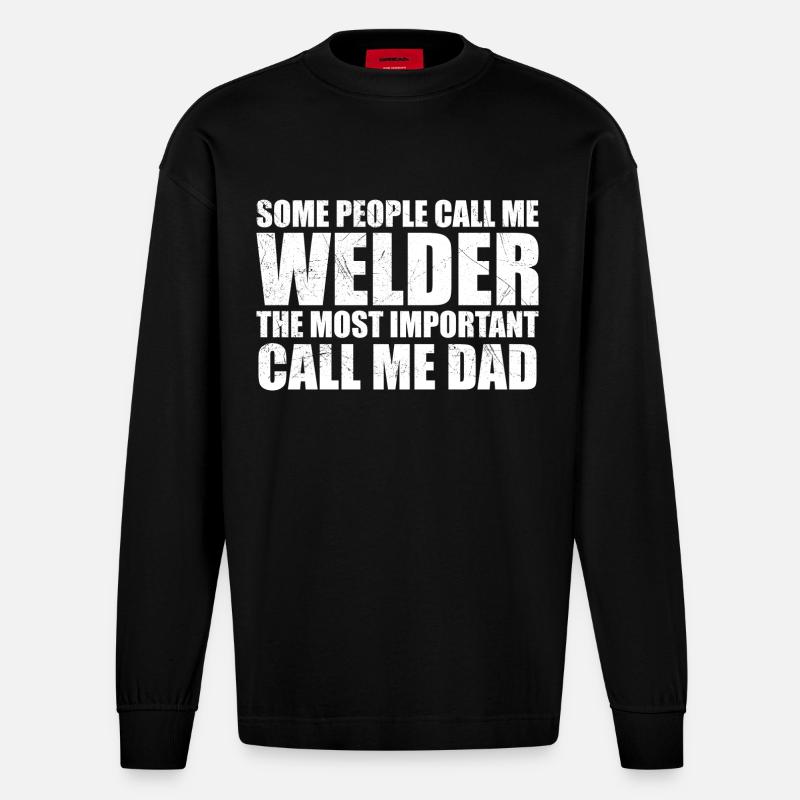 Some people call me welder - Manches longues bio épais oversize fabriqué en UE - SOLID BLACK