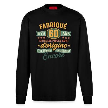 Fabriqu il y a 60 ans 60 ans Anniversaire - Manches longues bio épais oversize fabriqué en UE - SOLID BLACK - Devant
