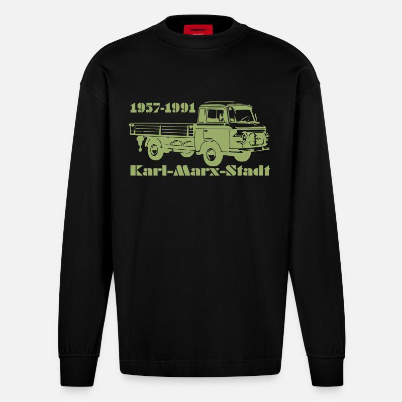 Barkas Pritsche - Heavyweight Oversized Organic Langarmshirt Made in EU - SOLID BLACK