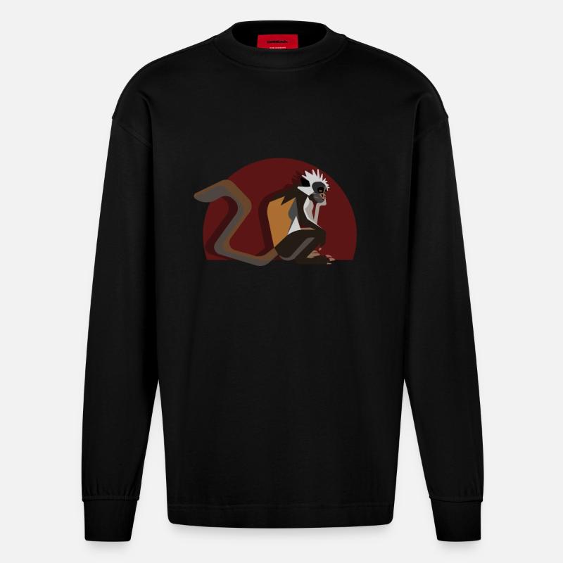 Sansibarstummelaffe - Heavyweight Oversized Organic Langarmshirt Made in EU - SOLID BLACK