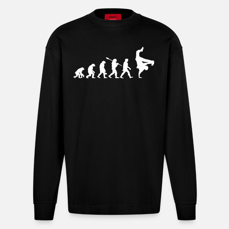Hip-Hop-Breakdance-Evolution - Hip-Hop-Geschenkidee - Heavyweight Oversized Organic Langarmshirt Made in EU - SOLID BLACK