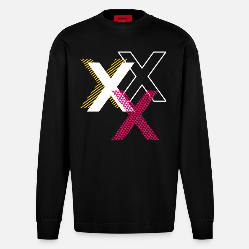Buchstabe X - Heavyweight Oversized Organic Langarmshirt Made in EU - SOLID BLACK