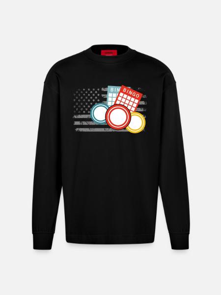 Bingo Player American Style - Heavyweight Oversized Organic Longsleeve Shirt Made in EU - SOLID BLACK