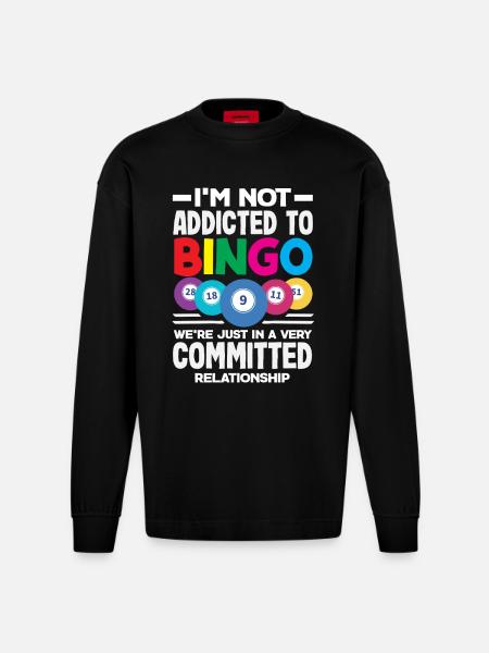 Bingo Engaged Relationship Statement - Heavyweight Oversized Organic Longsleeve Shirt Made in EU - SOLID BLACK