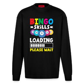 Bingo Skills Loading Please Wait Humor - Heavyweight Oversized Organic Longsleeve Shirt Made in EU - SOLID BLACK - Front