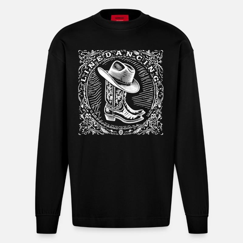 Danse en ligne - Manches longues bio épais oversize fabriqué en UE - SOLID BLACK