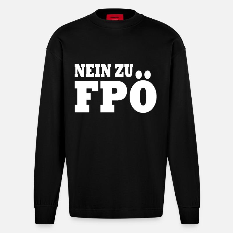 Non à fpö - Manches longues bio épais oversize fabriqué en UE - SOLID BLACK