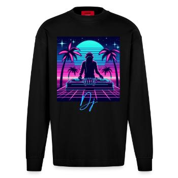 Dj - Manches longues bio épais oversize fabriqué en UE - SOLID BLACK - Devant
