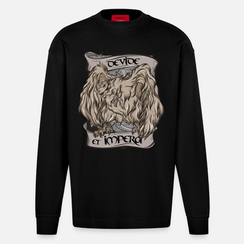 Diviser pour régner - Manches longues bio épais oversize fabriqué en UE - SOLID BLACK