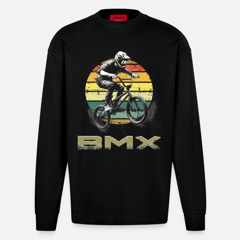 BMX Rad - Heavyweight Oversized Organic Langarmshirt Made in EU - SOLID BLACK
