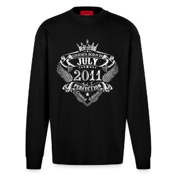 Juli 2011 Geburtstag Juli 2011 Juli - Heavyweight Oversized Organic Langarmshirt Made in EU - SOLID BLACK - Vorne