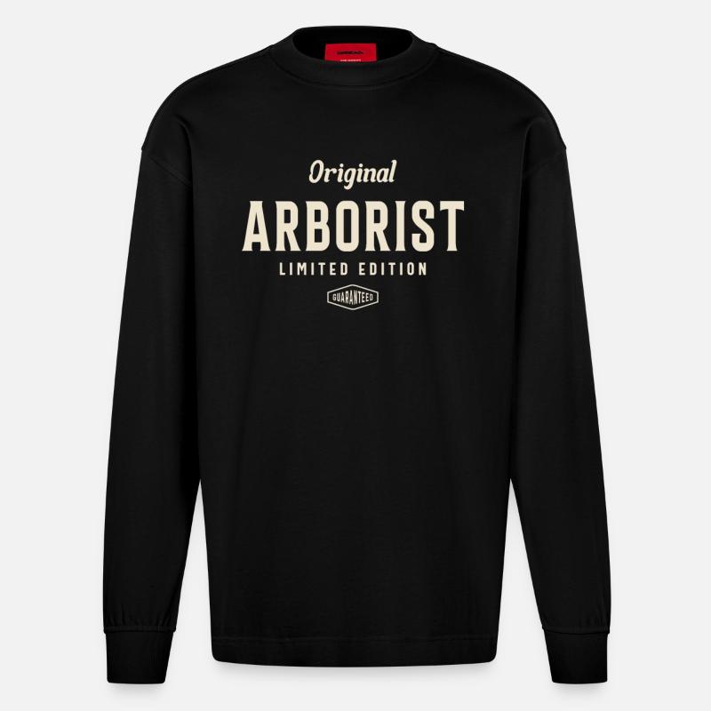 Style d’arboriculture classique - Manches longues bio épais oversize fabriqué en UE - SOLID BLACK