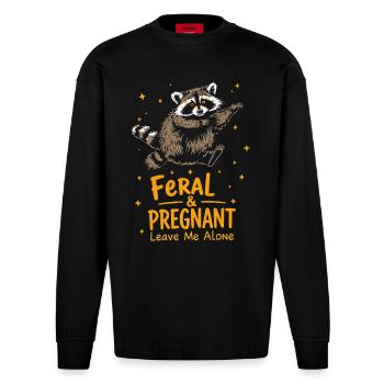 Schwangerschaft Neue Mutter Süßigkeiten Herz Niedliche Baby Enthüllung - Heavyweight Oversized Organic Langarmshirt Made in EU - SOLID BLACK - Vorne