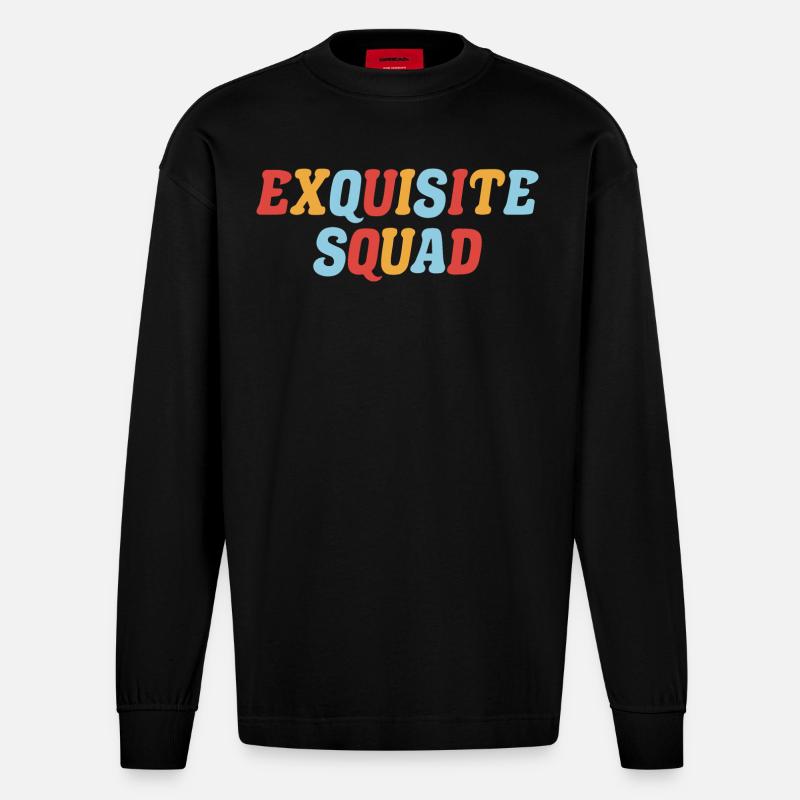Squad-Grafik - Heavyweight Oversized Organic Langarmshirt Made in EU - SOLID BLACK