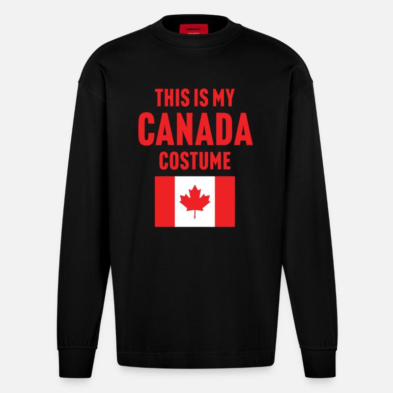 This my Canada costume - Heavyweight Oversized Organic Longsleeve Shirt Made in EU - SOLID BLACK