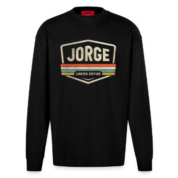 Jorge Limited Edition Funny Name Jorge - Heavyweight Oversized Organic Longsleeve Shirt Made in EU - SOLID BLACK - Front
