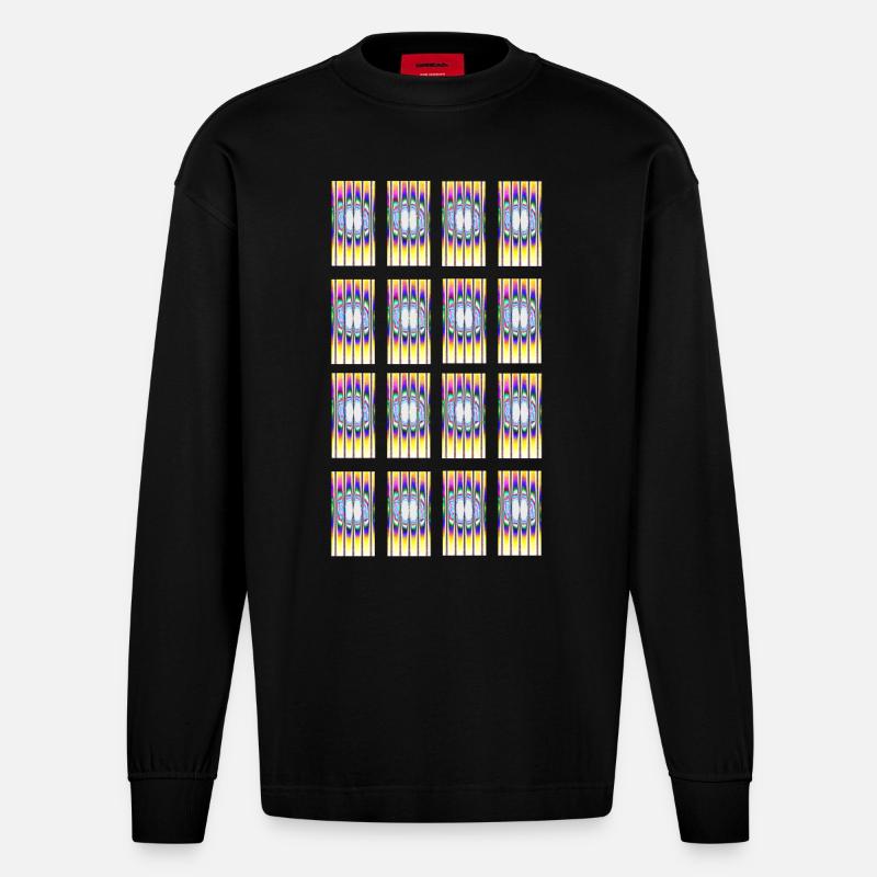 Hypnotisches Design Typ-1 - Heavyweight Oversized Organic Langarmshirt Made in EU - SOLID BLACK