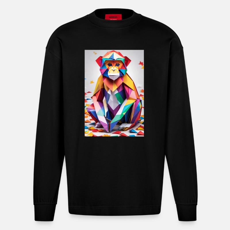 Singe arc-en-ciel - Manches longues bio épais oversize fabriqué en UE - SOLID BLACK